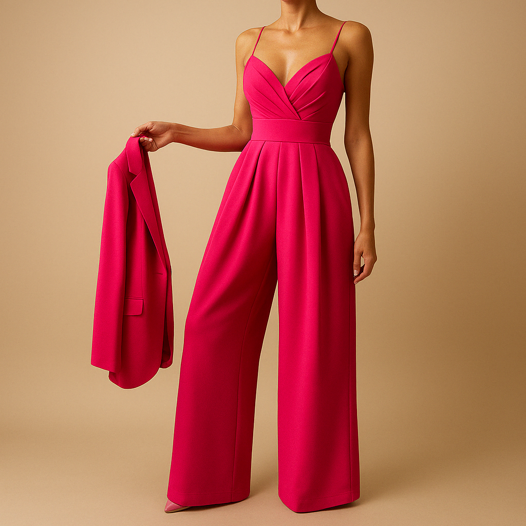 Trendy summer jumpsuit for women with adjustable straps and a flattering fit, perfect for summer parties, casual days, and evening outings.