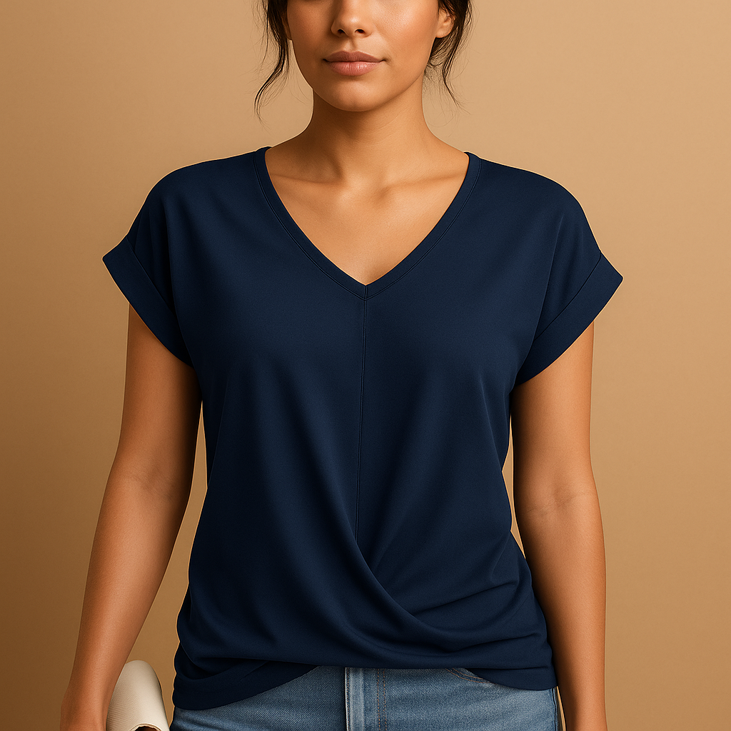 V-neck blouse for women with a lightly tailored fit, suitable for work, casual wear, and versatile everyday outfits.