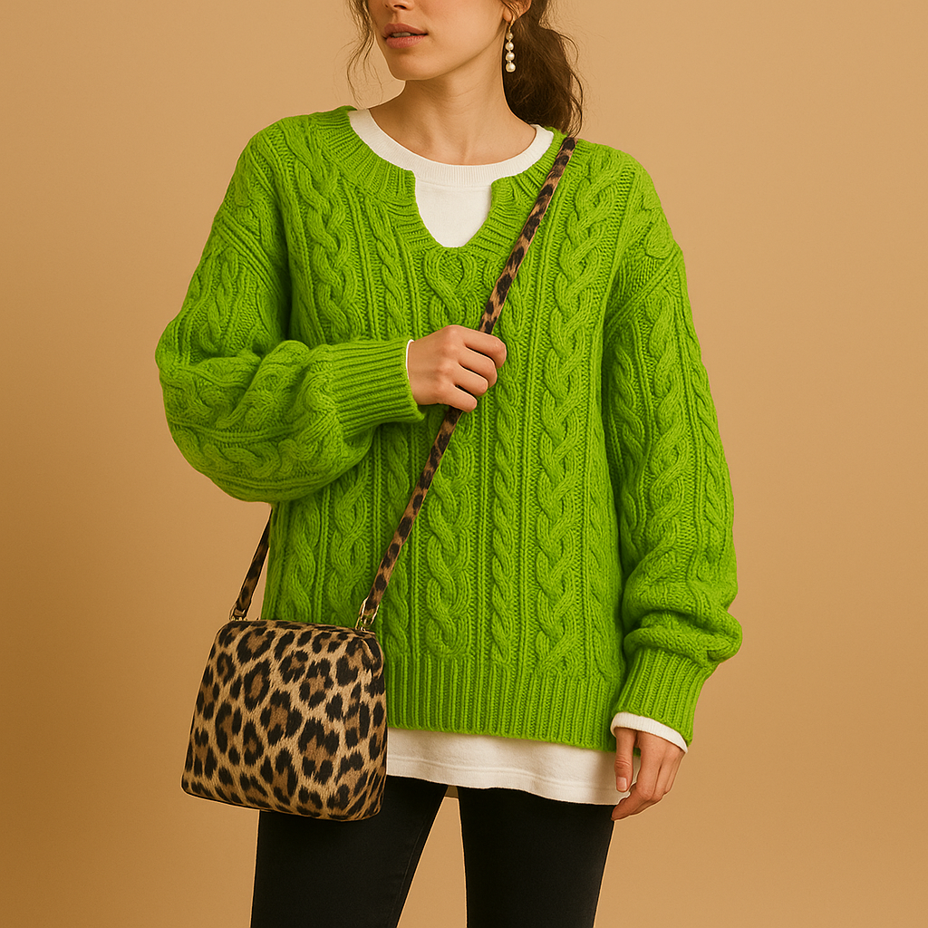 V-neck cotton knit sweater for women with relaxed fit and feminine silhouette, perfect for office outfits, casual weekends, and seasonal style.