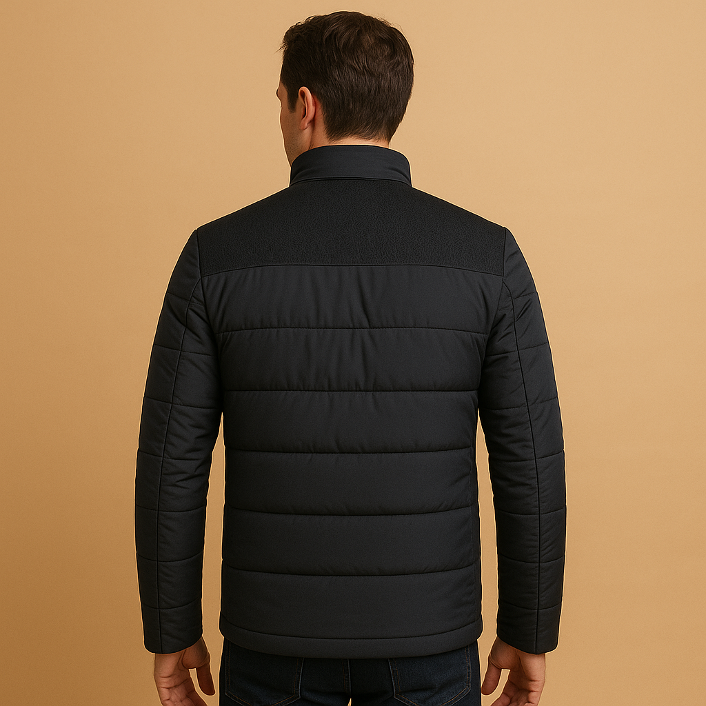 Men’s warm fleece jacket with high collar, soft inner lining, and zip pockets, ideal for daily wear, travel, and outdoor use.