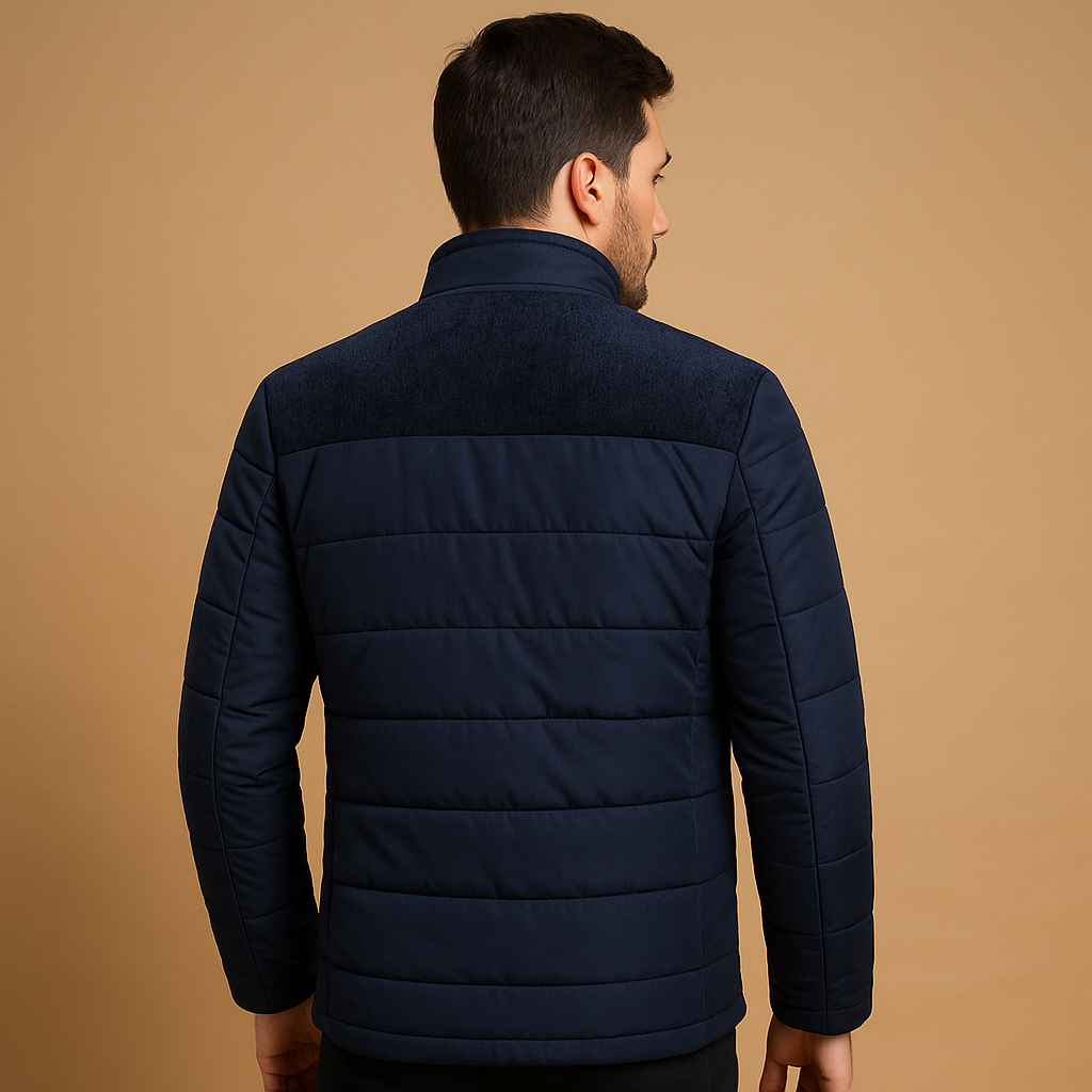 Men’s warm fleece jacket with high collar, soft inner lining, and zip pockets, ideal for daily wear, travel, and outdoor use.