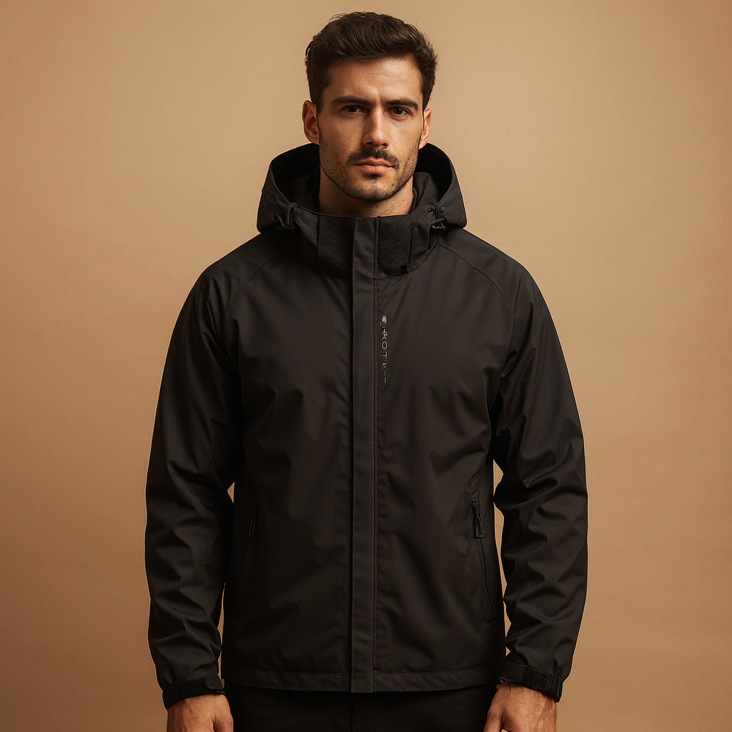 Men’s waterproof winter windbreaker with modern design and light insulation, ideal for daily wear and outdoor protection in cold weather.