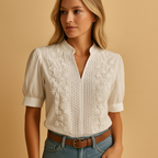 Women’s white elegant blouse with classic collar and tailored fit, perfect for work, casual days, or stylish evenings.