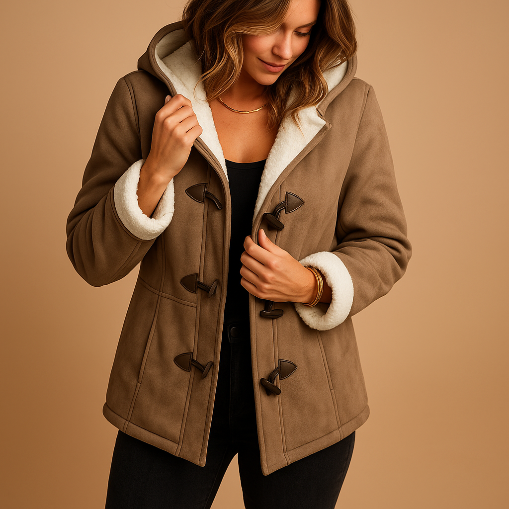 Women’s winter coat with thick lining, adjustable hood, and weather-resistant outer layer, suitable for everyday wear and winter outings.