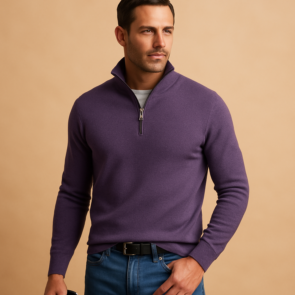 Stylish zipped cardigan for men with a comfortable fit and timeless design, perfect for casual or workwear during autumn and winter.