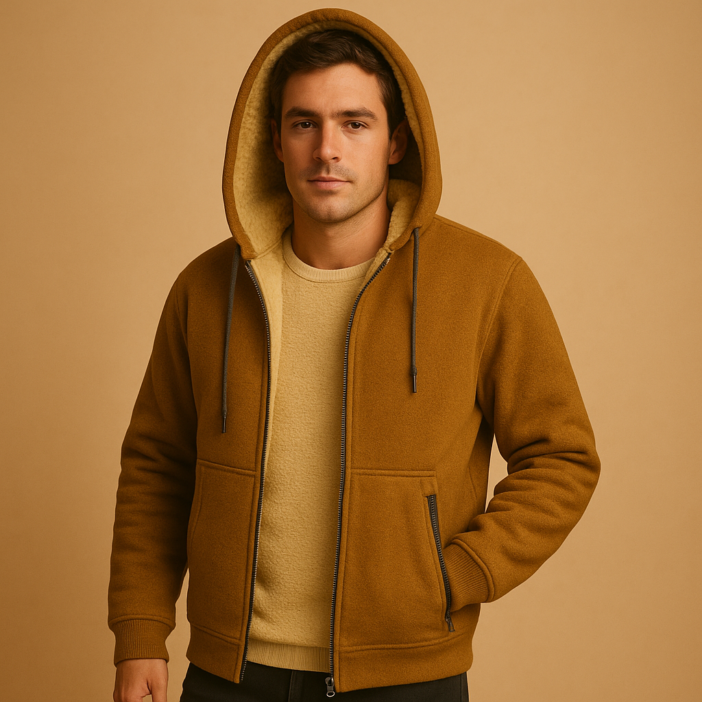 Zipped hoodie for men with adjustable hood and comfortable fit, perfect for casual outfits, outdoor activities, or daily wear.