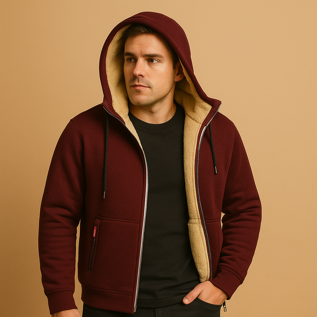 Zipped hoodie for men with adjustable hood and comfortable fit, perfect for casual outfits, outdoor activities, or daily wear.