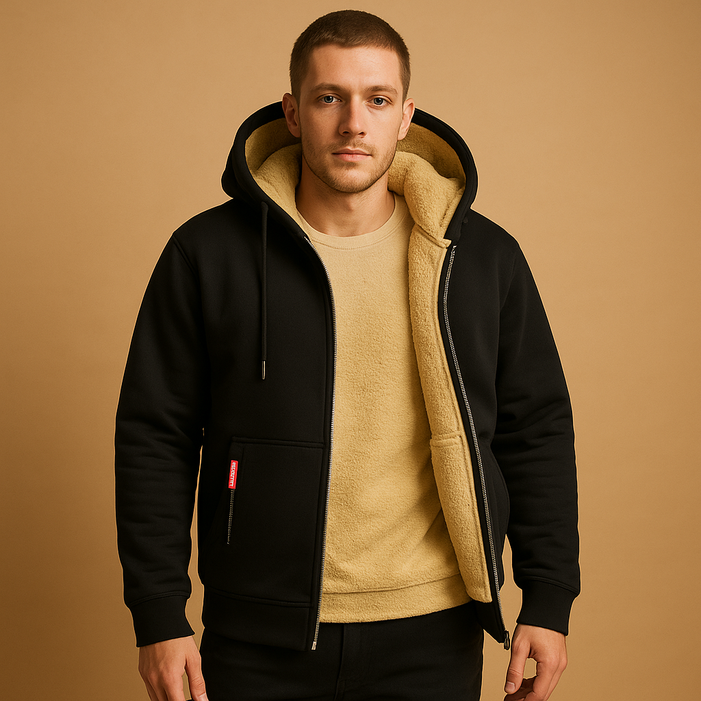 Zipped hoodie for men with adjustable hood and comfortable fit, perfect for casual outfits, outdoor activities, or daily wear.