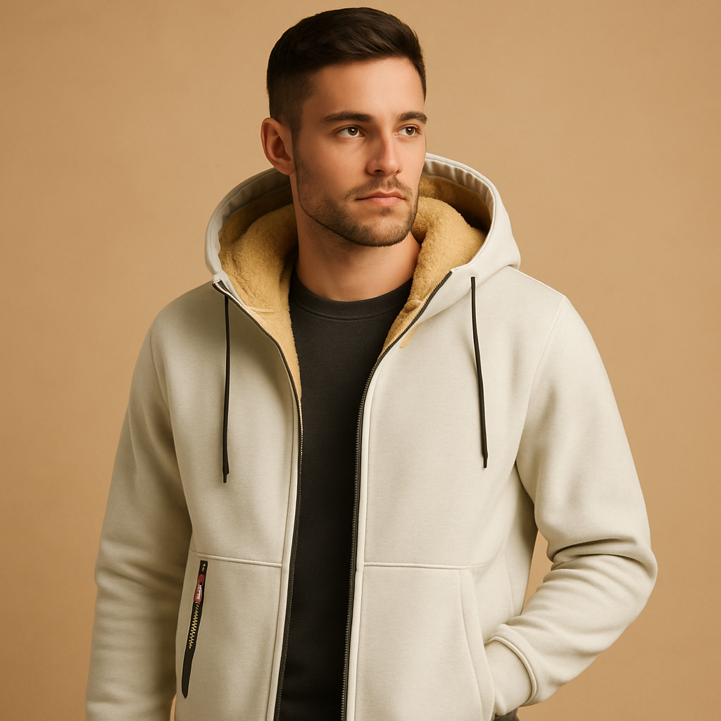 Zipped hoodie for men with adjustable hood and comfortable fit, perfect for casual outfits, outdoor activities, or daily wear.